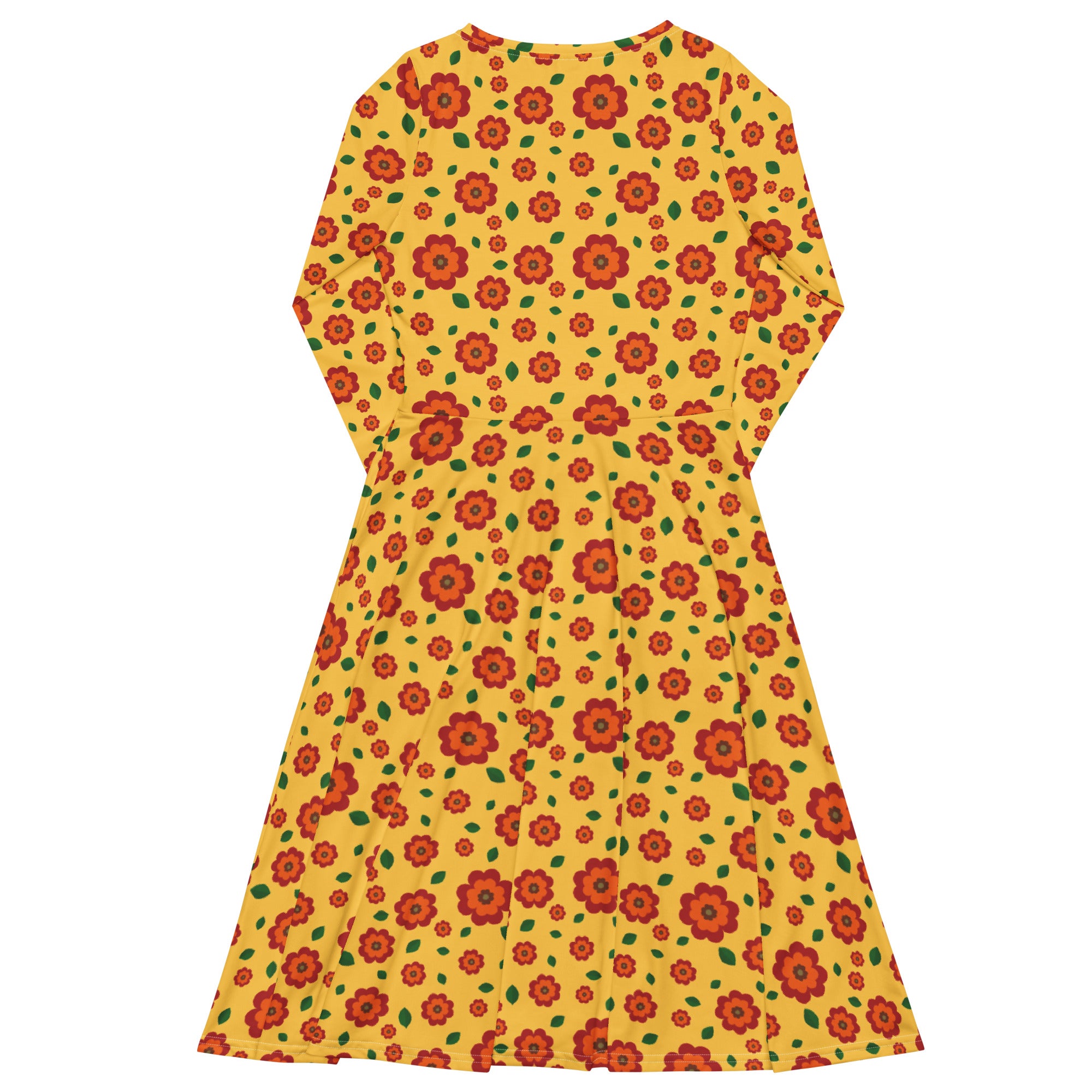 Long Sleeve Pocket Flare Dress - 'Petal Pop'