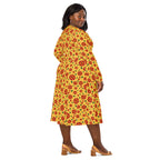 Long Sleeve Pocket Flare Dress - 'Petal Pop'