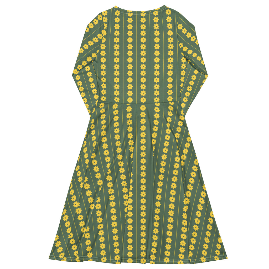 Long Sleeve Pocket Flare Dress - 'Simply Sage'