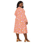 Long Sleeve Pocket Flare Dress - 'Floral Fruit Salad'