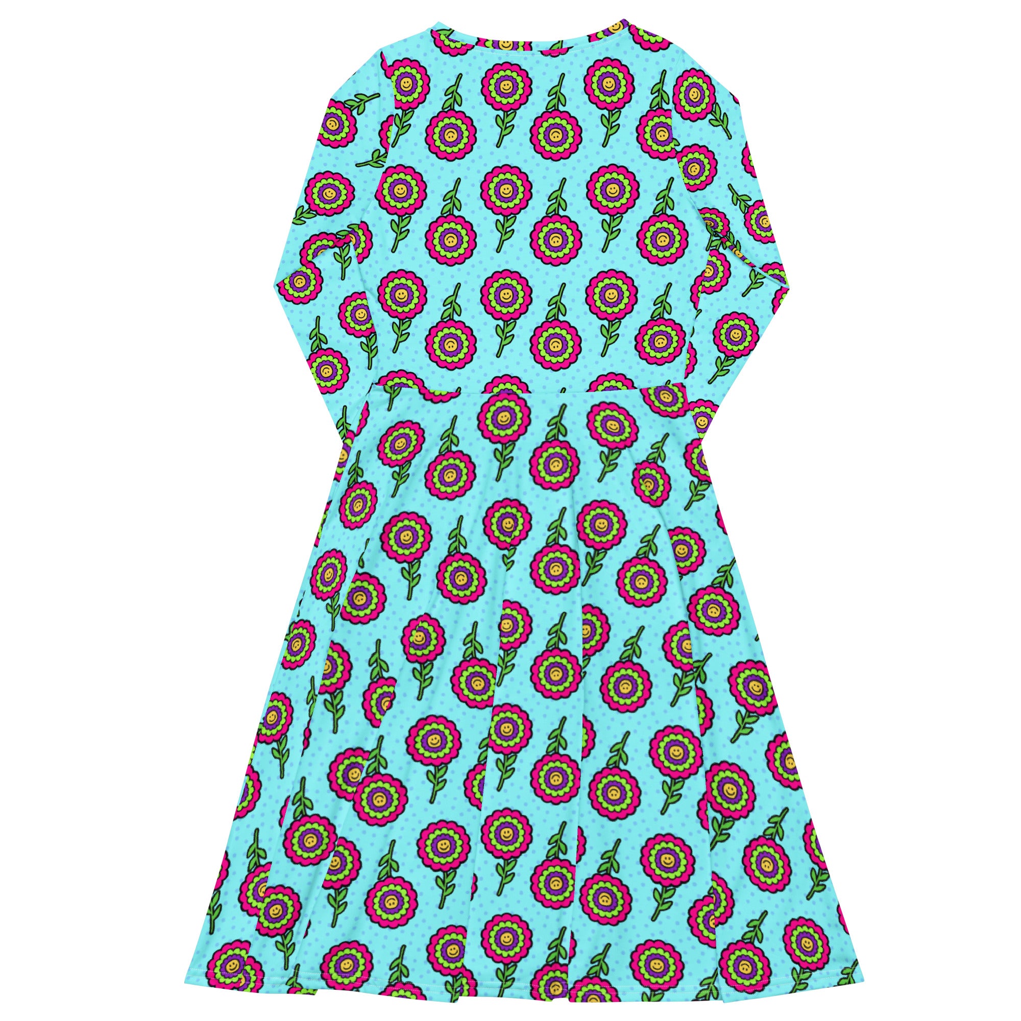 Long Sleeve Pocket Flare Dress - 'Blooming With Joy'