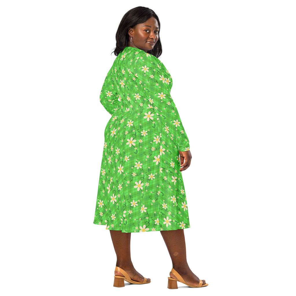 Long Sleeve Pocket Flare Dress - 'Daisy Chain'