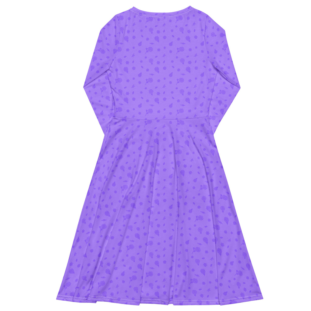 Long Sleeve Pocket Flare Dress - 'Itsy Bitsy Daisy (Lavender)'