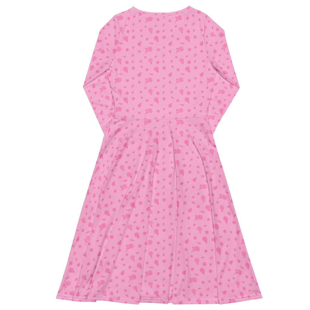 Long Sleeve Pocket Flare Dress - 'Itsy Bitsy Daisy (Rose)'