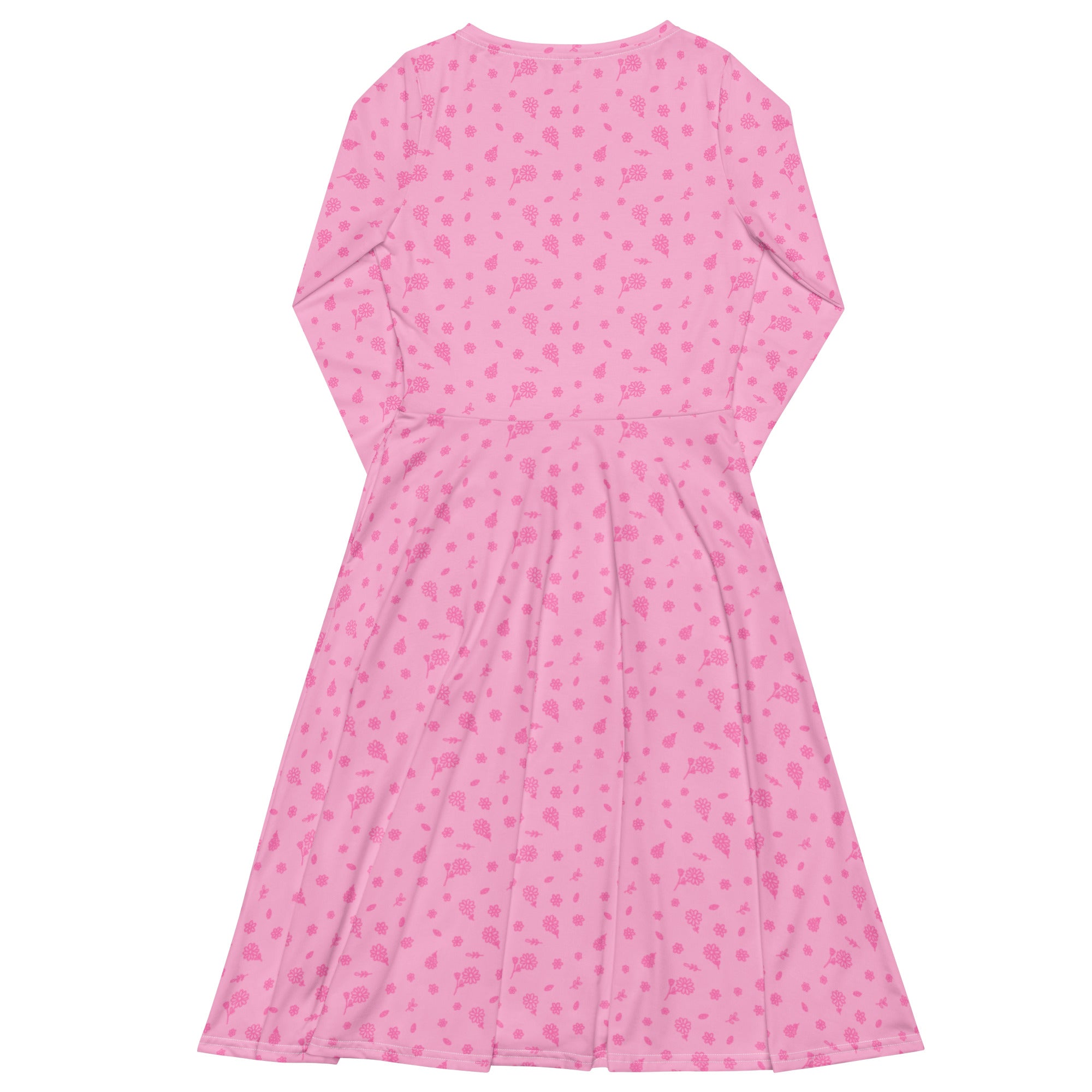 Long Sleeve Pocket Flare Dress - 'Itsy Bitsy Daisy (Rose)'