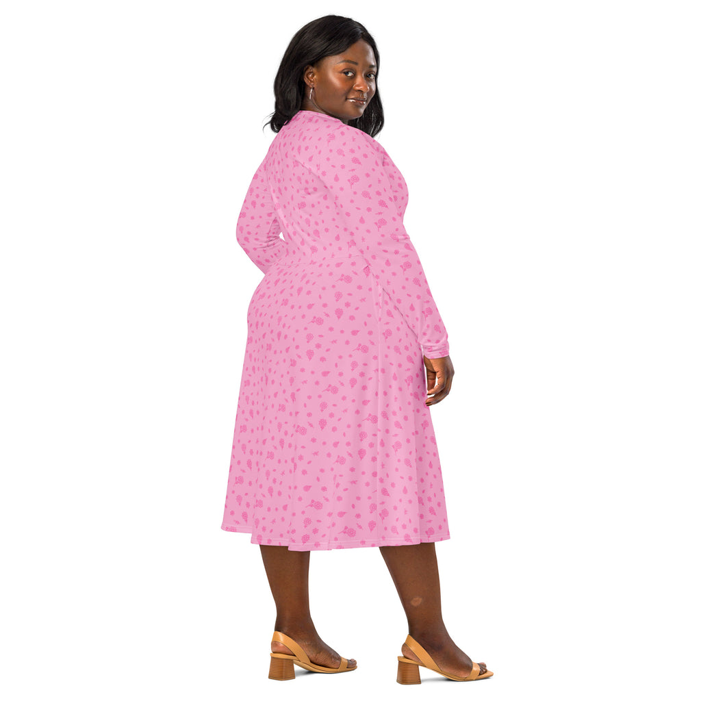Long Sleeve Pocket Flare Dress - 'Itsy Bitsy Daisy (Rose)'