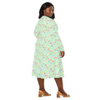 Long Sleeve Pocket Flare Dress - 'Feline Flowers'