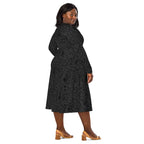 Long Sleeve Pocket Flare Dress - 'Gothic Garden (Black Version)'