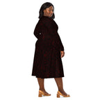 Long Sleeve Pocket Flare Dress - 'Gothic Garden (Red Version)'