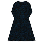 Long Sleeve Pocket Flare Dress - 'Gothic Garden (Blue Version)'