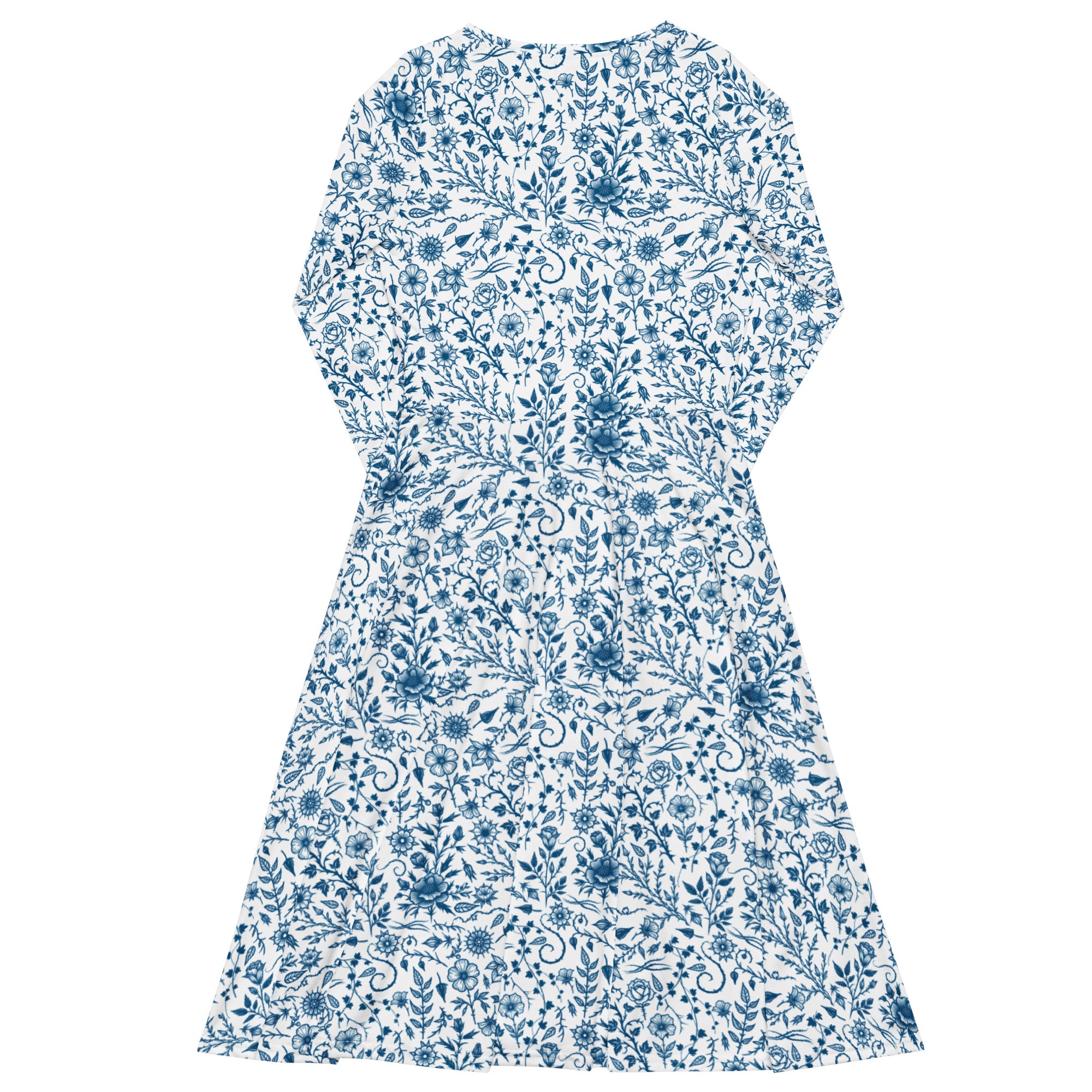 Long Sleeve Pocket Flare Dress - 'Gothic Garden (Bone China Version)'