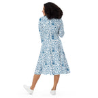 Long Sleeve Pocket Flare Dress - 'Gothic Garden (Bone China Version)'