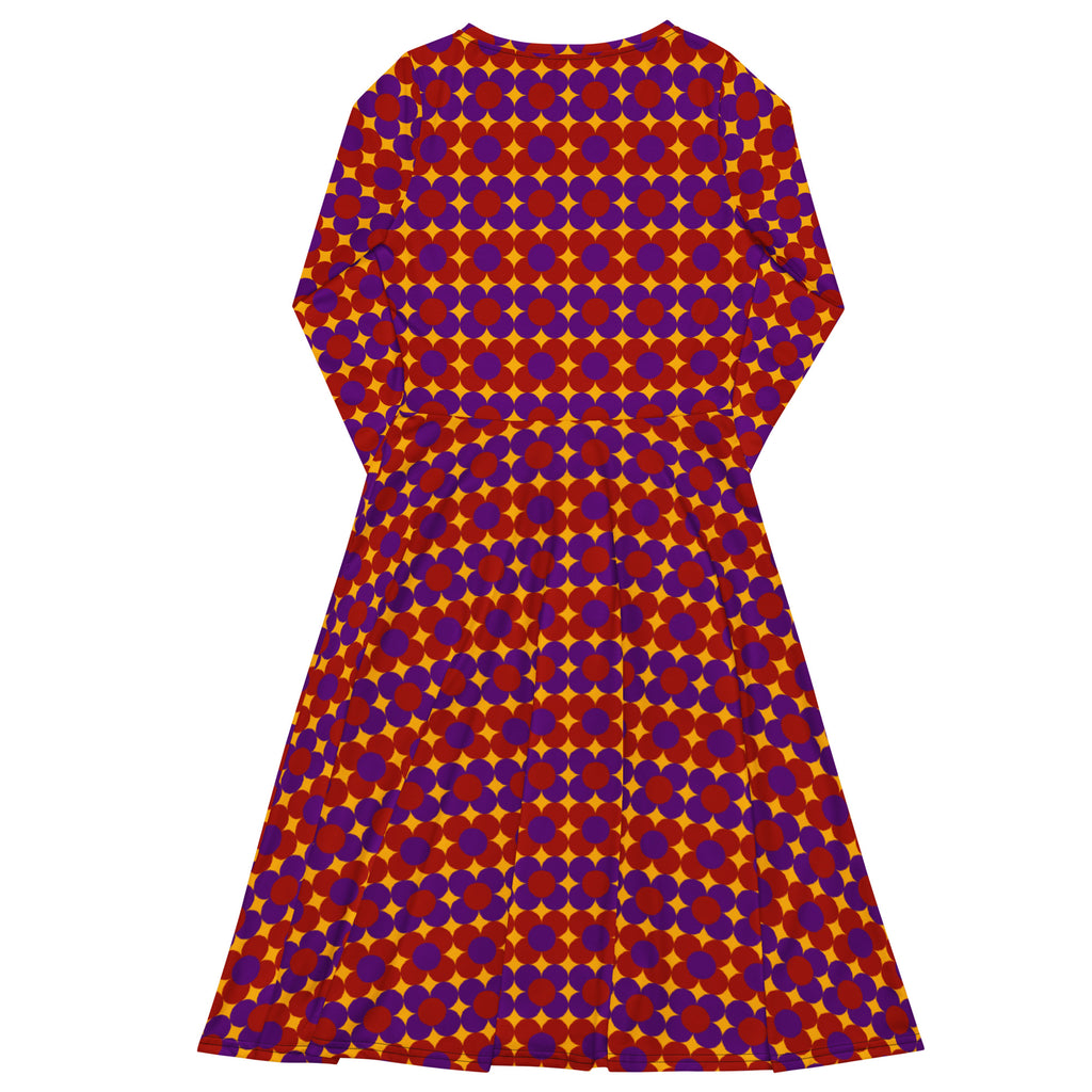 Long Sleeve Pocket Flare Dress - 'Flower Power'