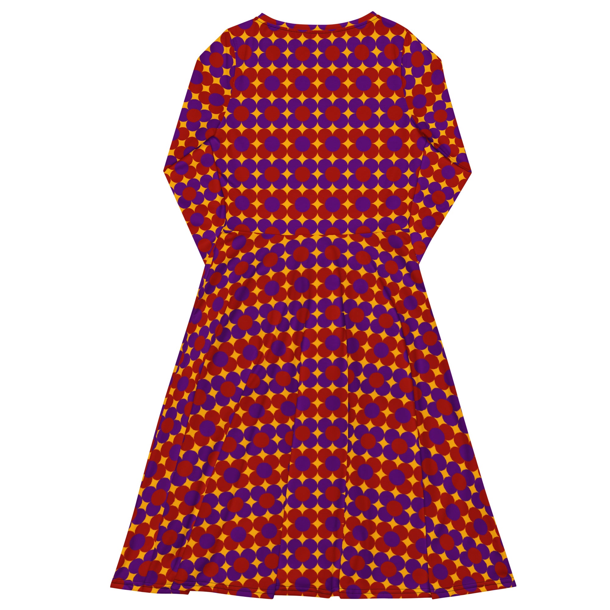 Long Sleeve Pocket Flare Dress - 'Flower Power'