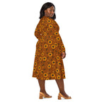 Long Sleeve Pocket Flare Dress - 'Sunflower Sparkle'