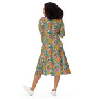 Long Sleeve Pocket Flare Dress - 'Pressed Flowers'