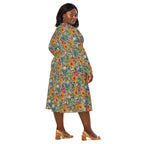 Long Sleeve Pocket Flare Dress - 'Pressed Flowers'