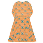 Long Sleeve Pocket Flare Dress - 'Perfect Pup'