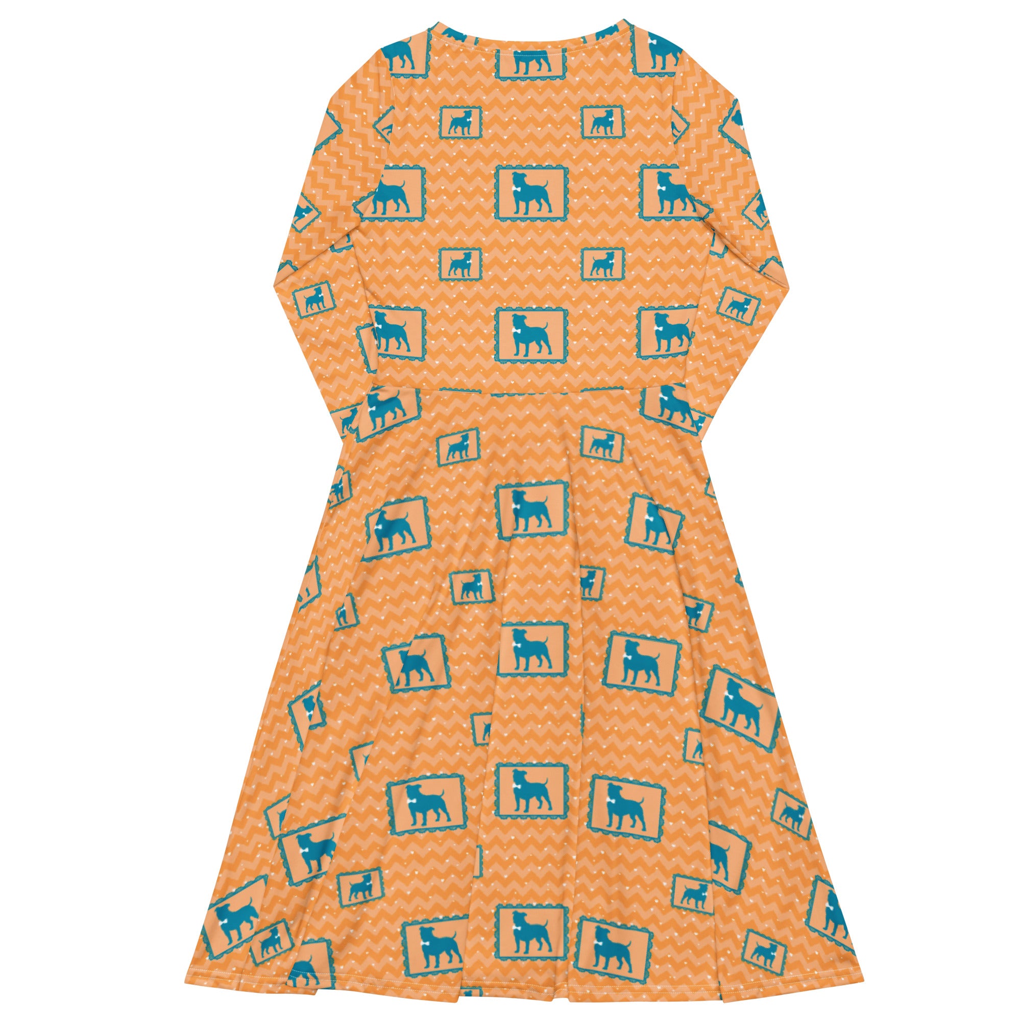 Long Sleeve Pocket Flare Dress - 'Perfect Pup'