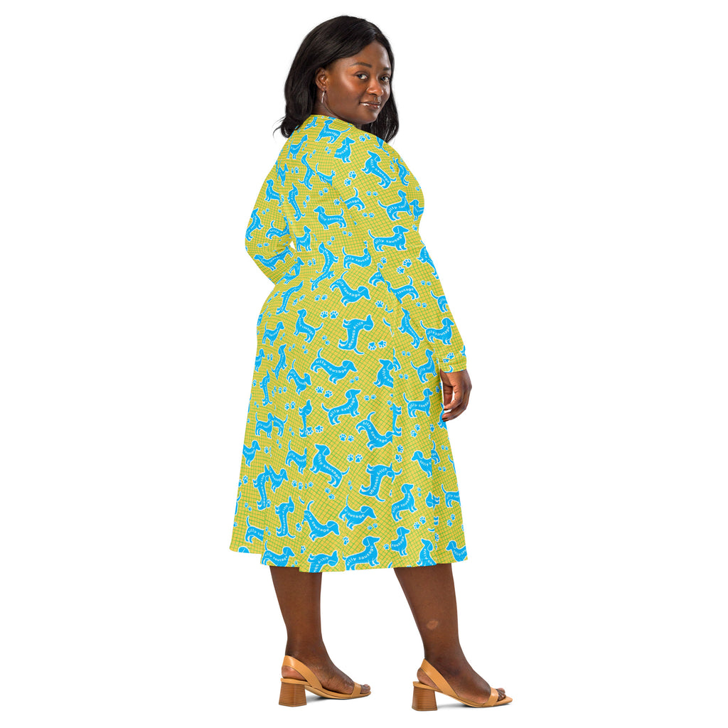 Long Sleeve Pocket Flare Dress - 'Silly Sausage'