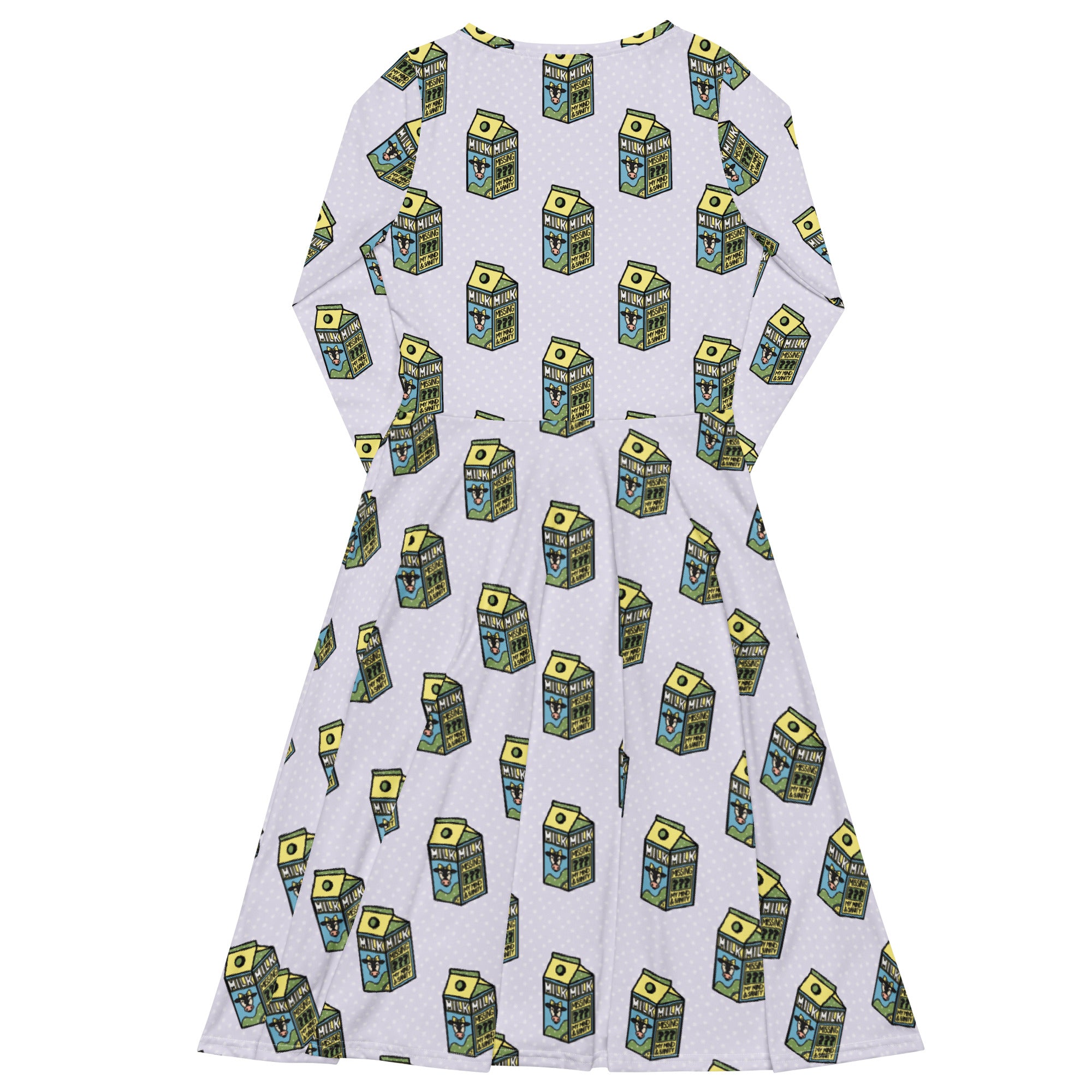 Long Sleeve Pocket Flare Dress - 'Got Milk?'