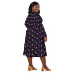 Long Sleeve Pocket Flare Dress - 'Diamond Skulls'