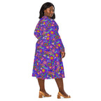 Long Sleeve Pocket Flare Dress - 'Glitter Stickers'