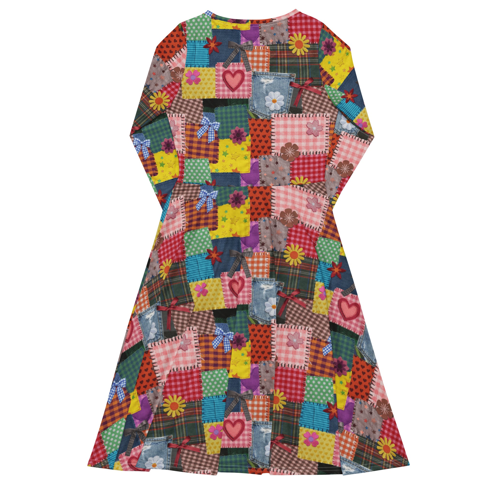 Long Sleeve Pocket Flare Dress - 'Perfect Patchwork'