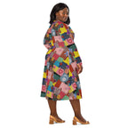 Long Sleeve Pocket Flare Dress - 'Perfect Patchwork'