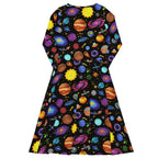 Long Sleeve Pocket Flare Dress - 'Glittering Galaxies' CUT-SEW