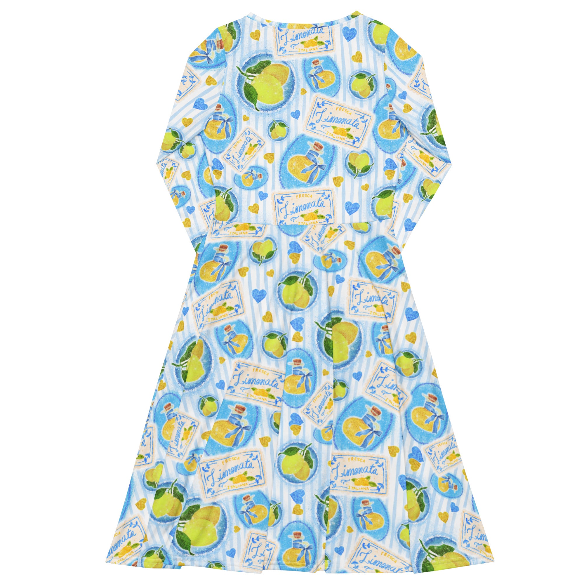 Long Sleeve Pocket Flare Dress - 'Limonata'
