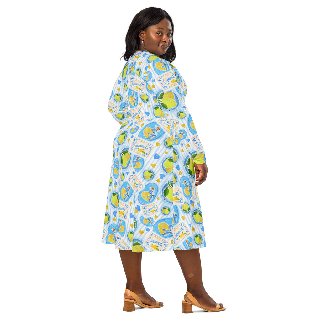 Long Sleeve Pocket Flare Dress - 'Limonata'