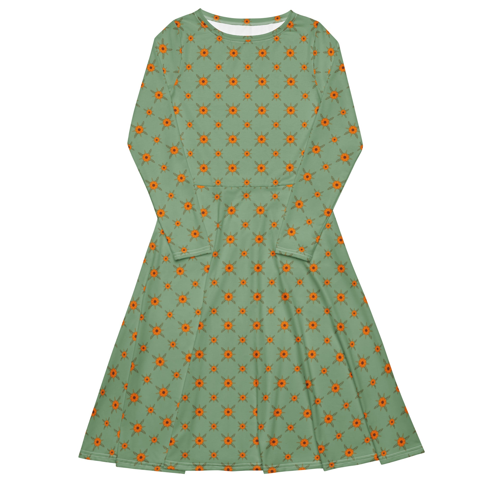 Long Sleeve Pocket Flare Dress - 'Summertime Vintage' 6XL