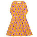 Long Sleeve Pocket Flare Dress - 'Cool Cat' 6XL