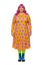 Long Sleeve Pocket Flare Dress - 'Cool Cat'