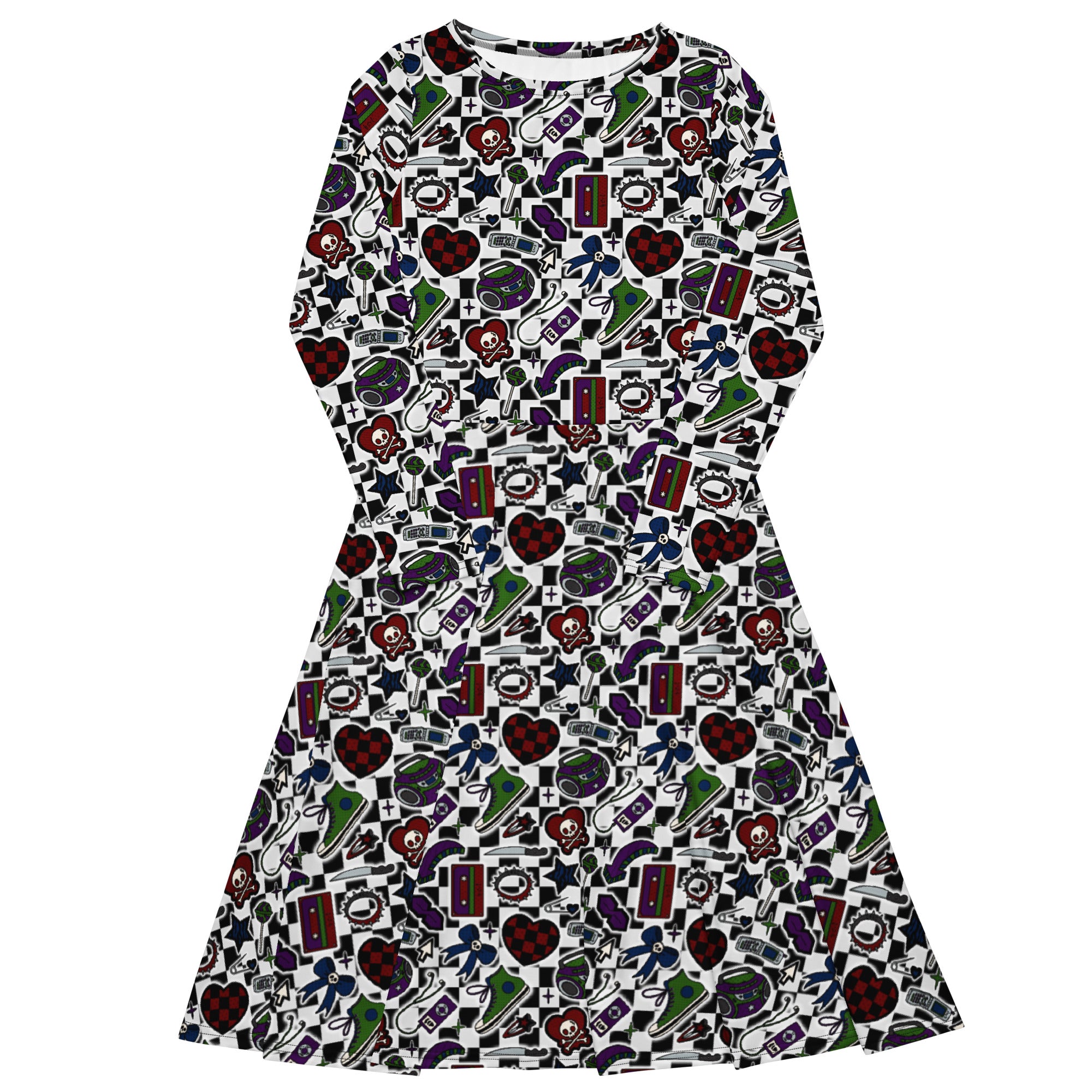 Long Sleeve Pocket Flare Dress - 'Not A Phase, Mom' 6XL