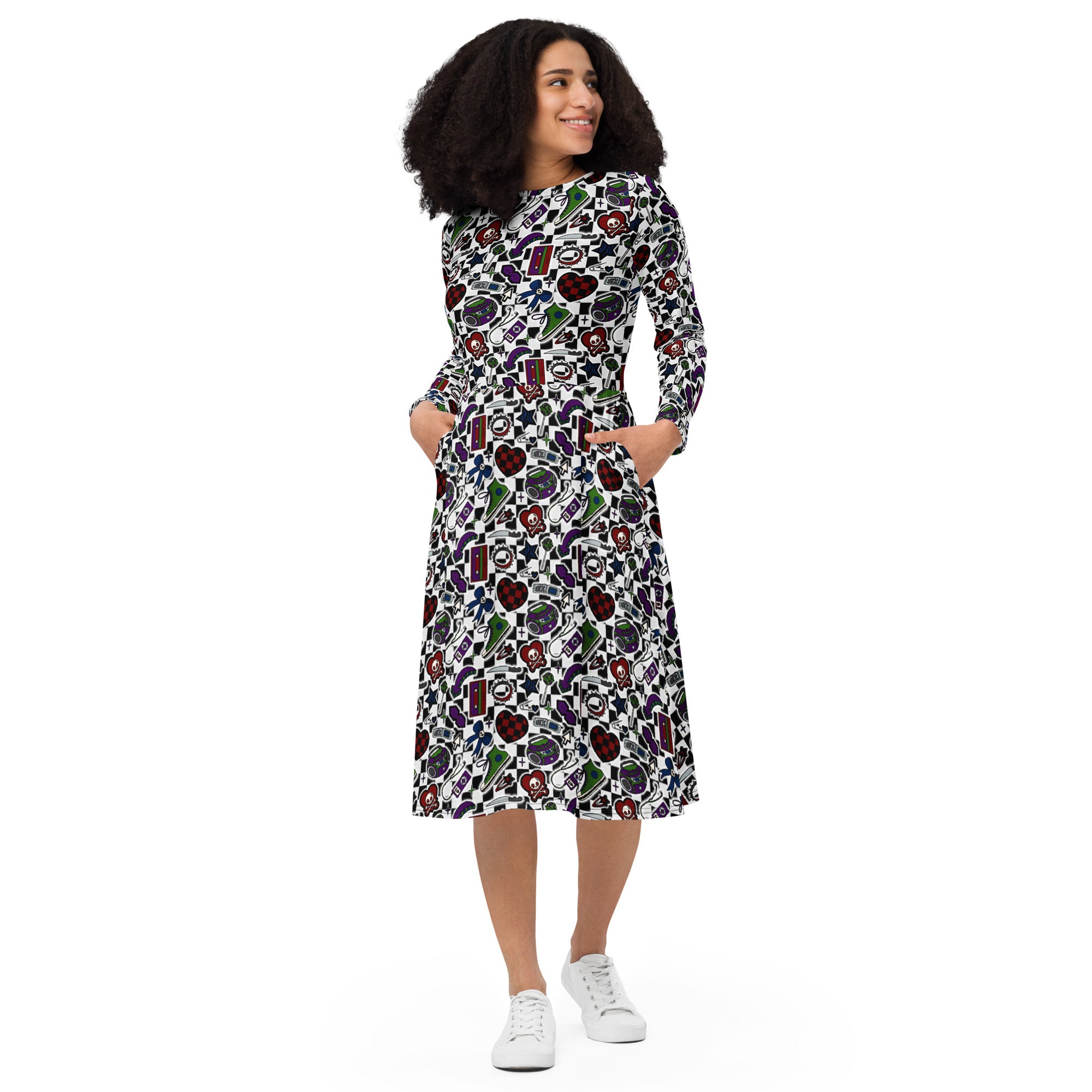Long Sleeve Pocket Flare Dress - 'Not A Phase, Mom'