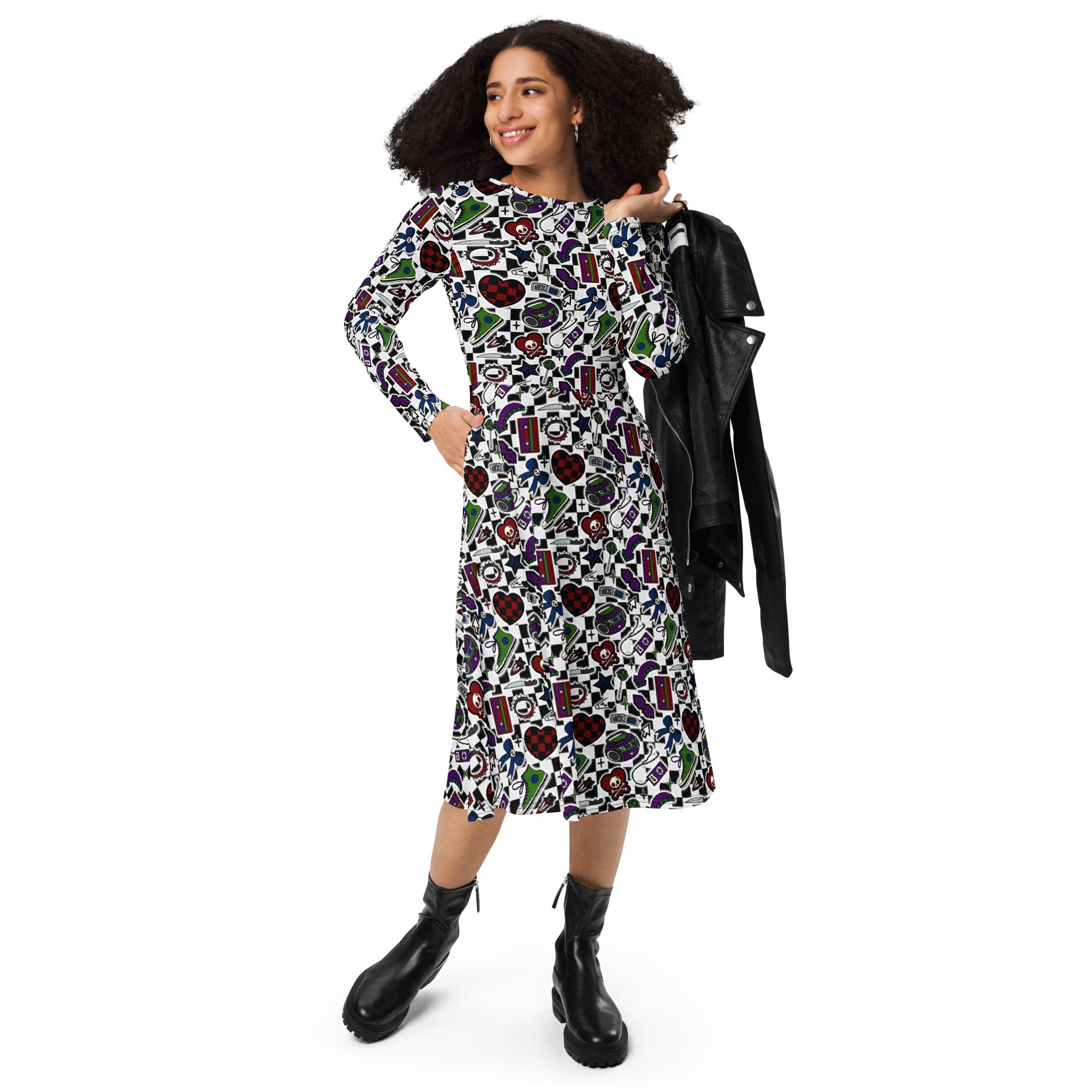 Long Sleeve Pocket Flare Dress - 'Not A Phase, Mom'