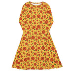 Long Sleeve Pocket Flare Dress - 'Petal Pop' 6XL