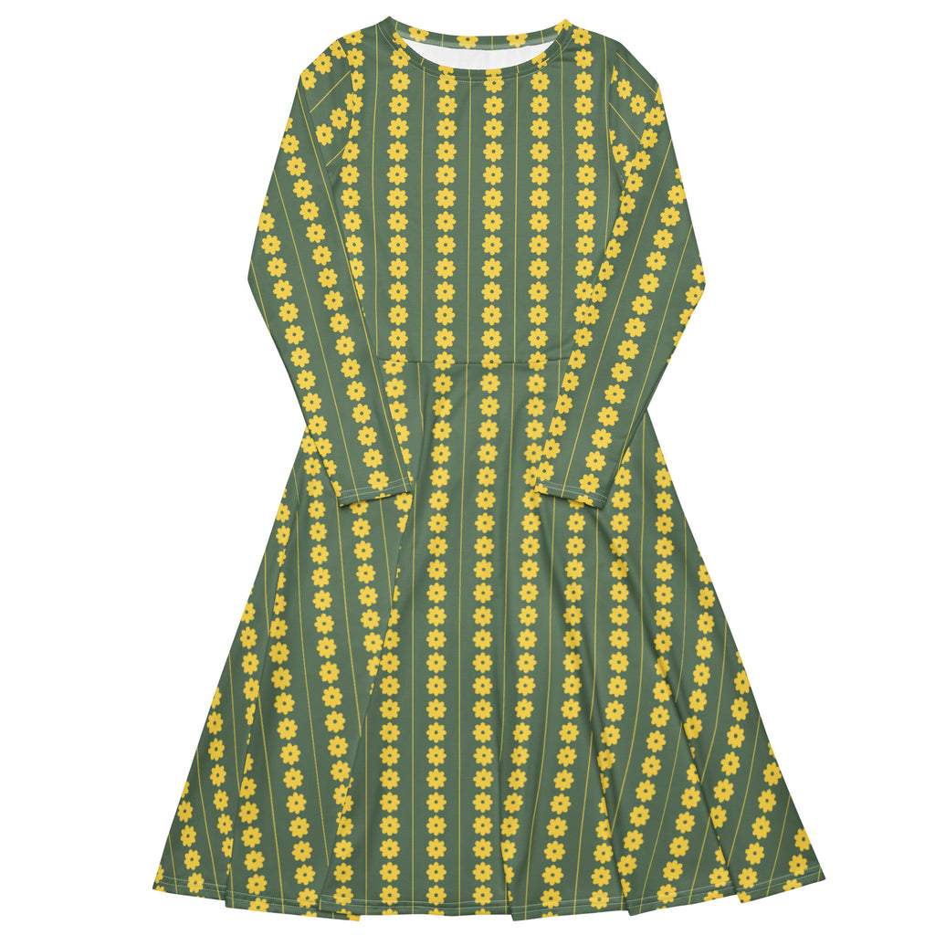 Long Sleeve Pocket Flare Dress - 'Simply Sage' 6XL