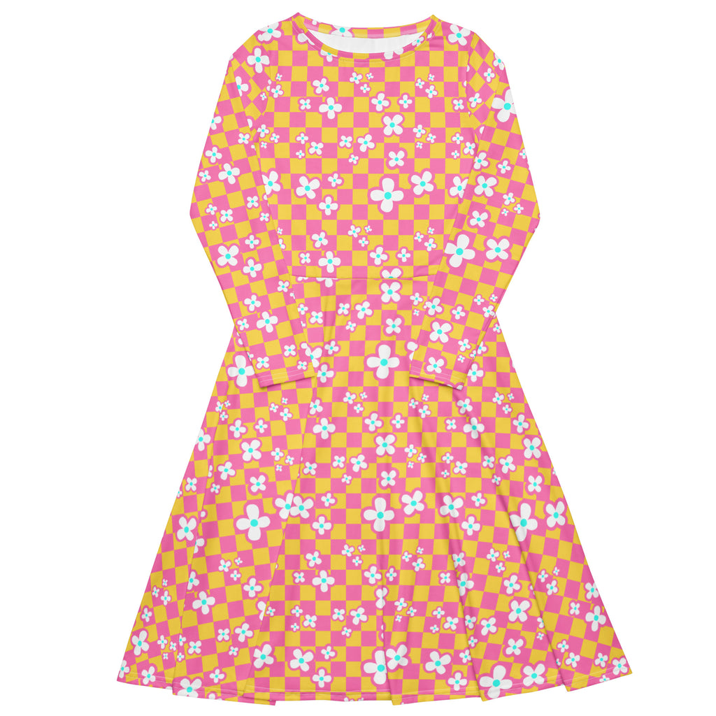 Long Sleeve Pocket Flare Dress - 'Floral Fruit Salad' 6XL