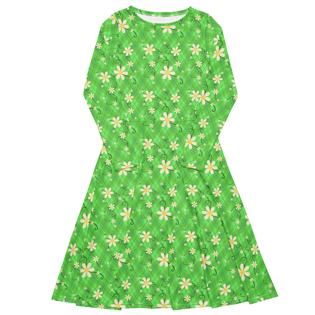 Long Sleeve Pocket Flare Dress - 'Daisy Chain' 6XL