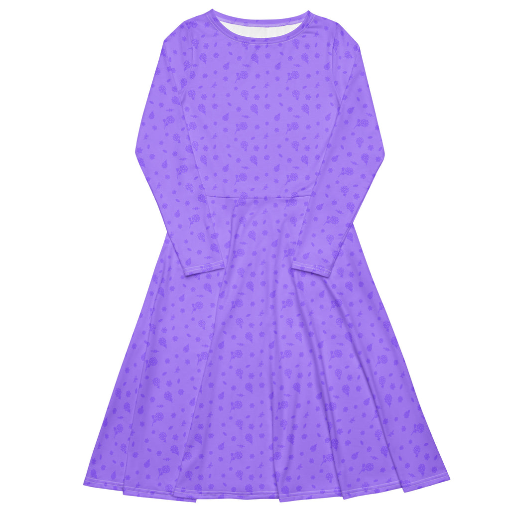 Long Sleeve Pocket Flare Dress - 'Itsy Bitsy Daisy (Lavender)' 6XL