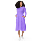 Long Sleeve Pocket Flare Dress - 'Itsy Bitsy Daisy (Lavender)'