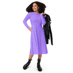 Long Sleeve Pocket Flare Dress - 'Itsy Bitsy Daisy (Lavender)'