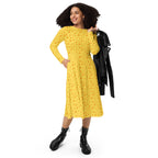 Long Sleeve Pocket Flare Dress - 'Itsy Bitsy Daisy (Marigold)'