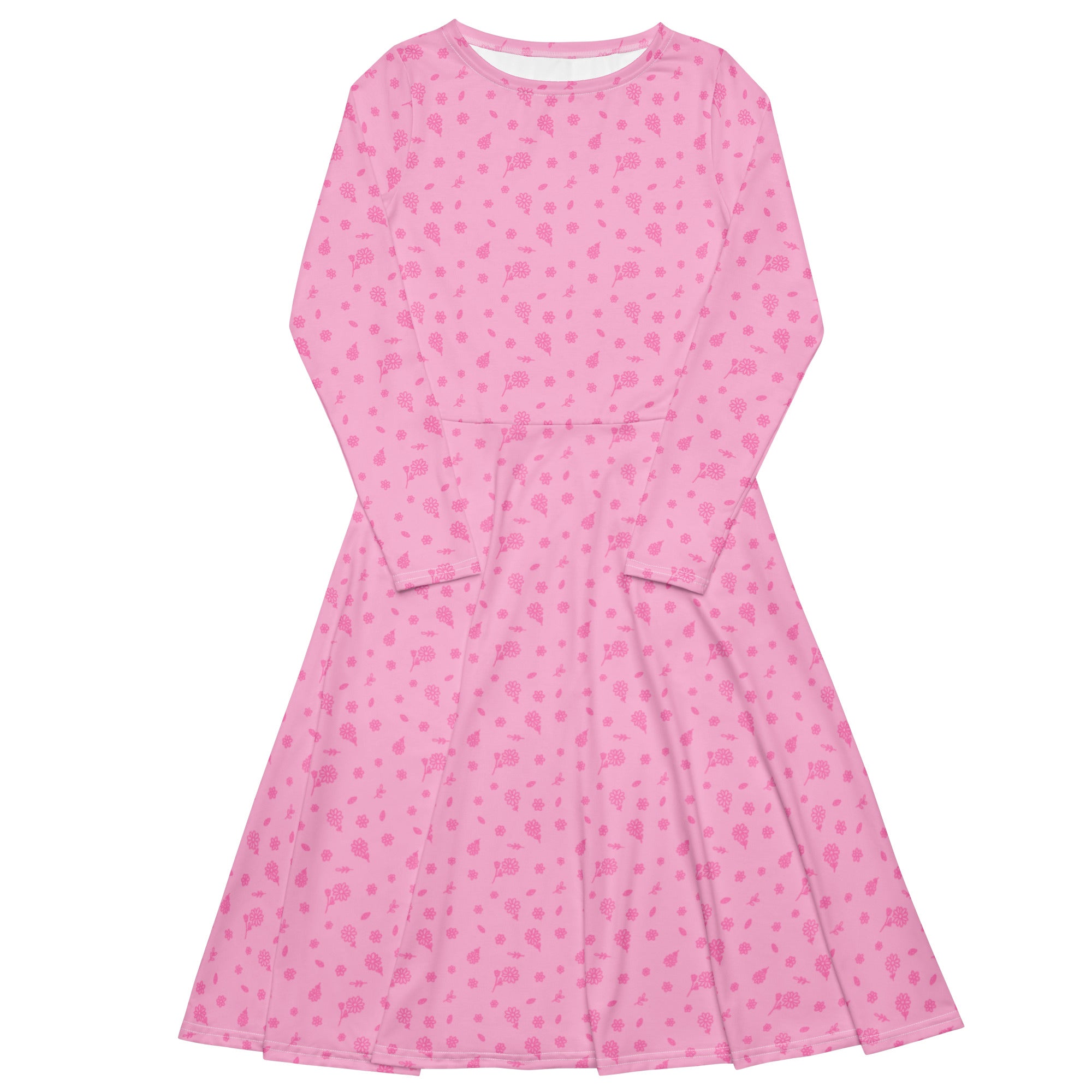 Long Sleeve Pocket Flare Dress - 'Itsy Bitsy Daisy (Rose)' 6XL