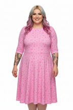 Long Sleeve Pocket Flare Dress - 'Itsy Bitsy Daisy (Rose)'