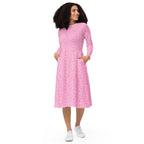 Long Sleeve Pocket Flare Dress - 'Itsy Bitsy Daisy (Rose)'