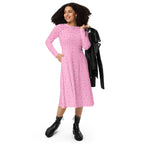 Long Sleeve Pocket Flare Dress - 'Itsy Bitsy Daisy (Rose)'